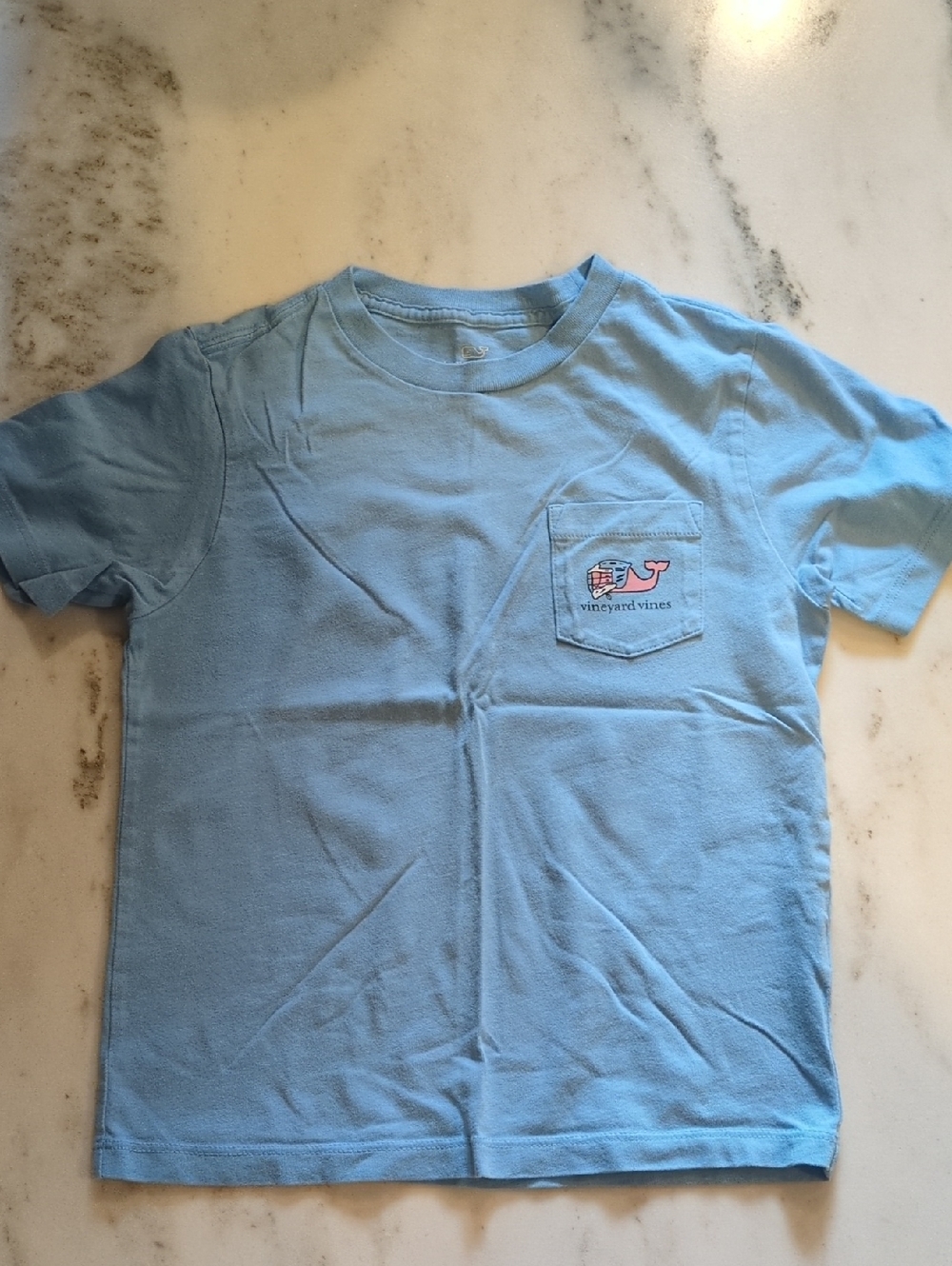 Vineyard Vines Boys Lacrosse Pocket Tee Size 6 Light Blue EUC